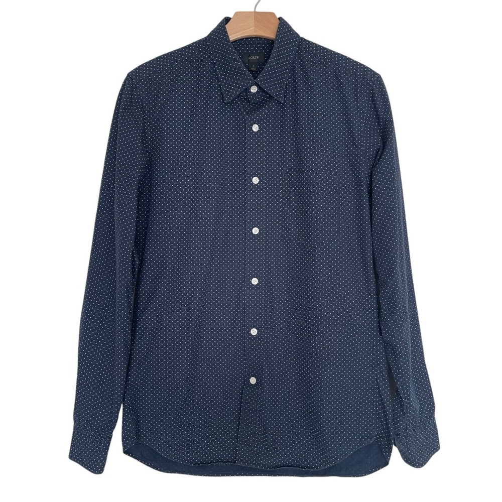 J.Crew Men's Navy Polka Dot Slim Fit Button Down Long Sleeve Shirt Size S